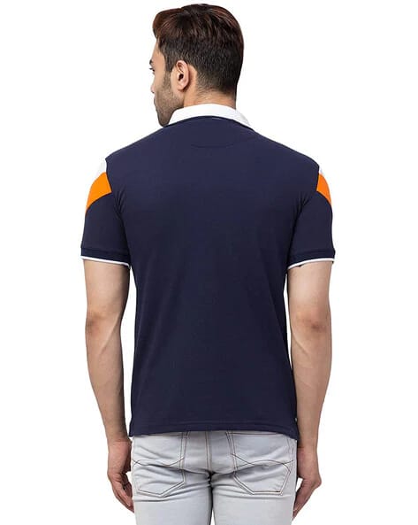 White Blue V-Neck Matte T-shirt