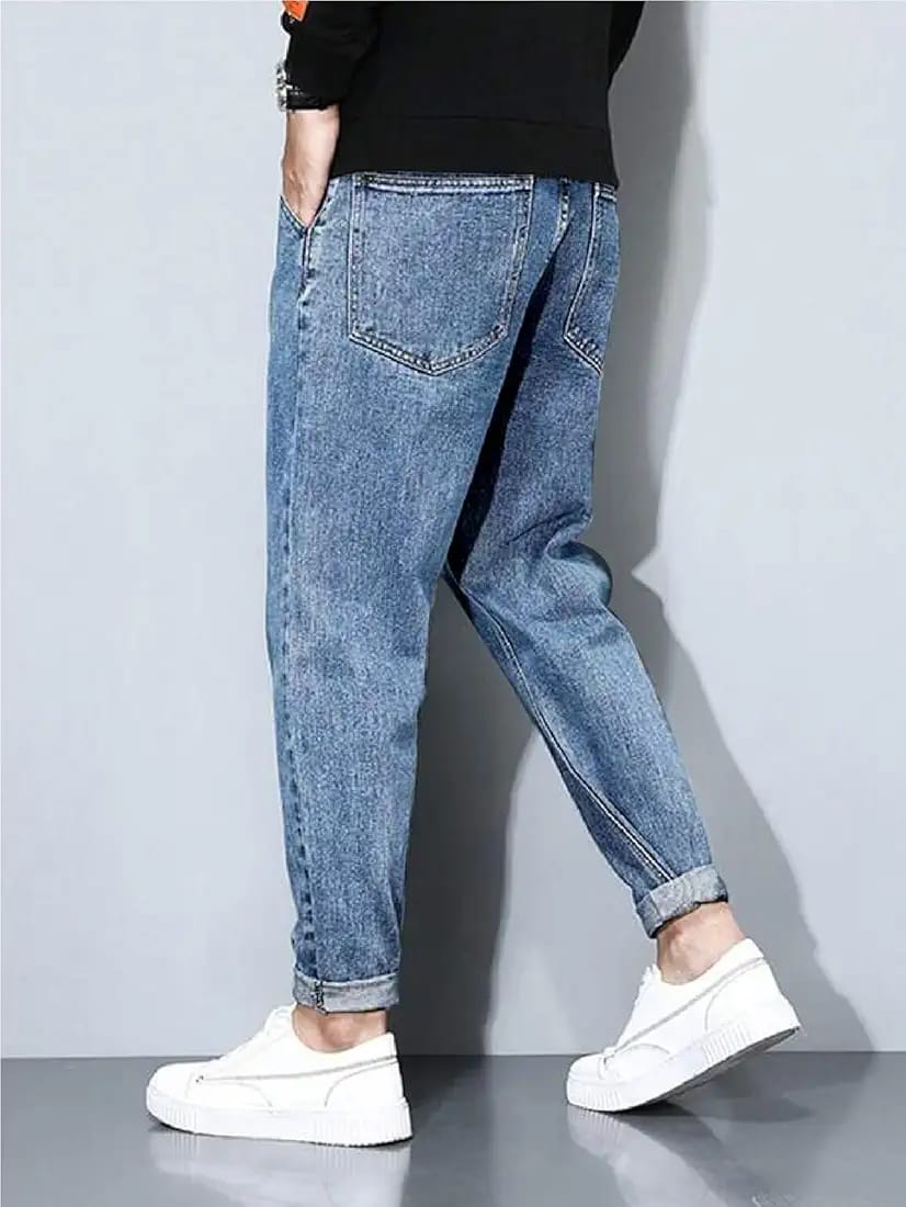 Men's Tapered Fit Mid Rise Casual Stretchable Denim Carrot Jeans_1