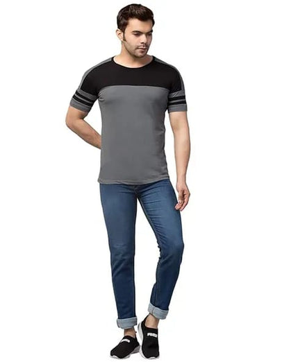 Men Colourblock Regular Fit T-Shirt