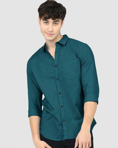 EYEBOGLER Men Regular Fit Shirt with Patch Pocket