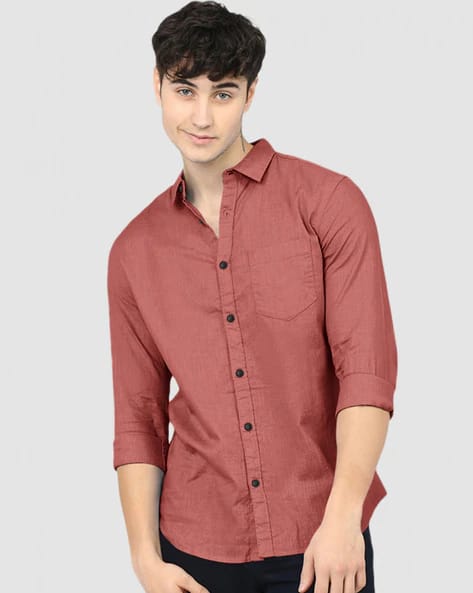 EYEBOGLER Men Regular Fit Shirt with Patch Pocket