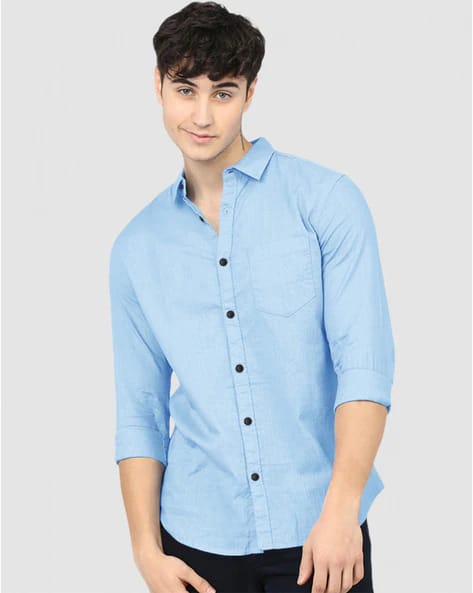 EYEBOGLER Men Regular Fit Shirt with Patch Pocket