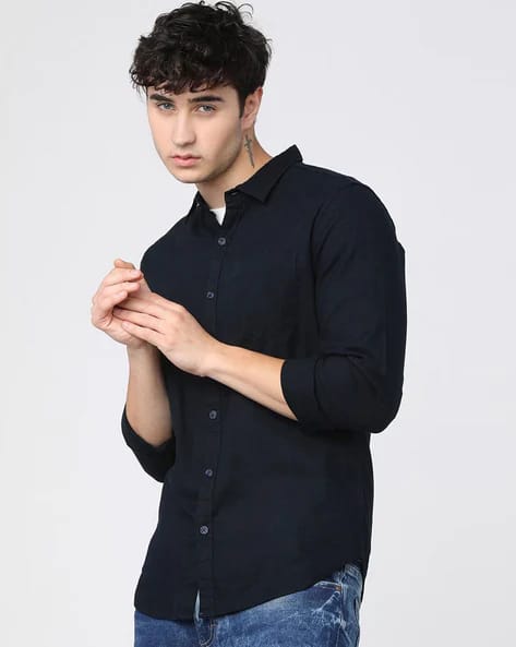 EYEBOGLER Men Regular Fit Shirt with Patch Pocket