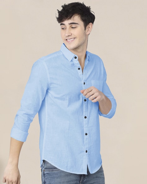 EYEBOGLER Men Regular Fit Shirt with Patch Pocket