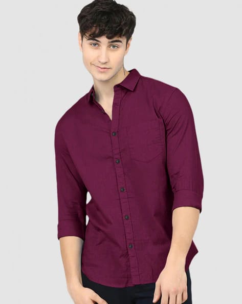 EYEBOGLER Men Regular Fit Shirt with Patch Pocket