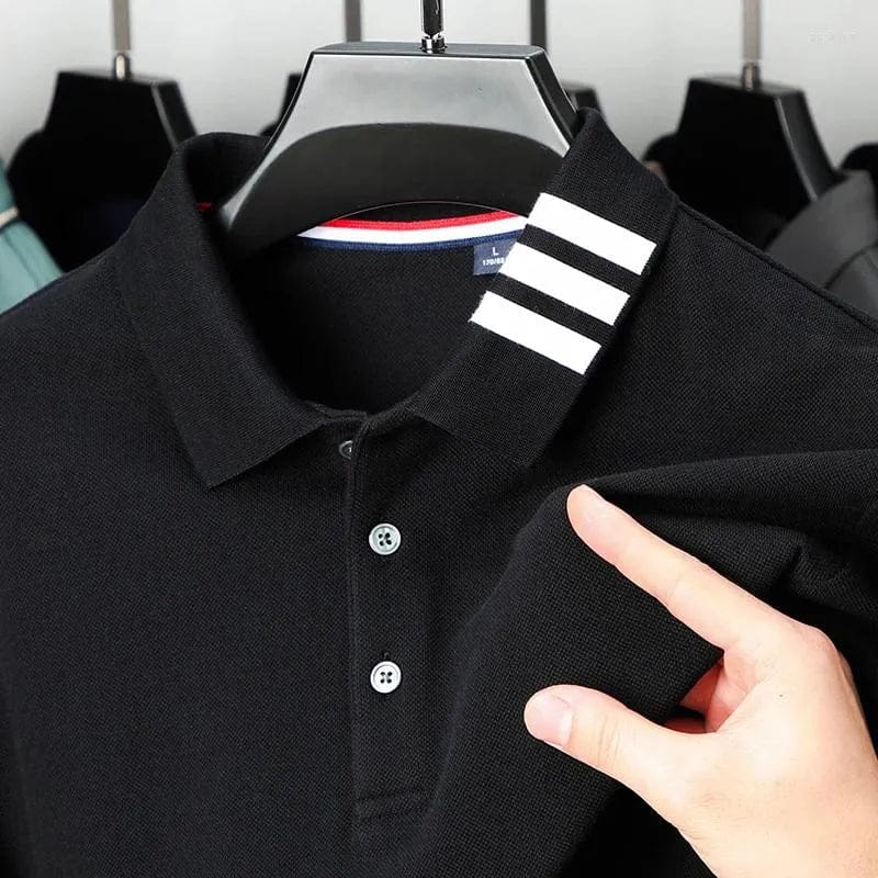 Men's Cotton Long Sleeve Polo Shirt Classic