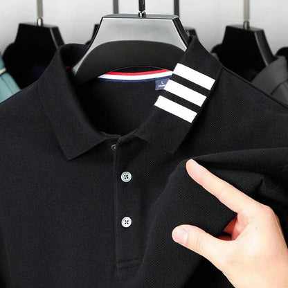 Men's Cotton Long Sleeve Polo Shirt Classic