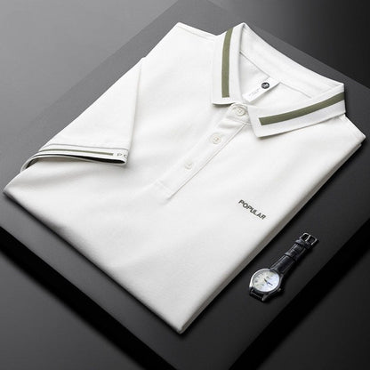 Men's Polo T-Shirt with Stylish Contrast Collar