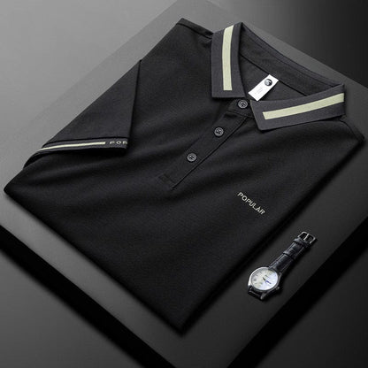 Men's Polo T-Shirt with Stylish Contrast Collar