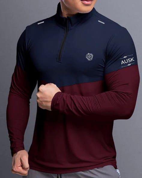 Men Colour-block Athletic Fit...