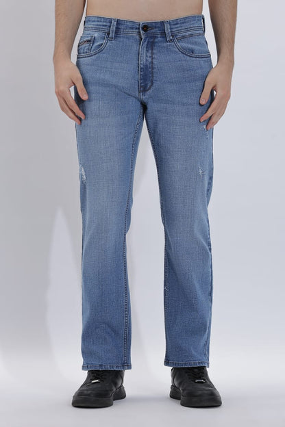 Men's Straight Fit Jeans With Tearing