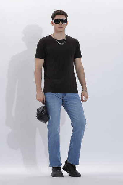 Men's Straight Fit Jeans With Tearing