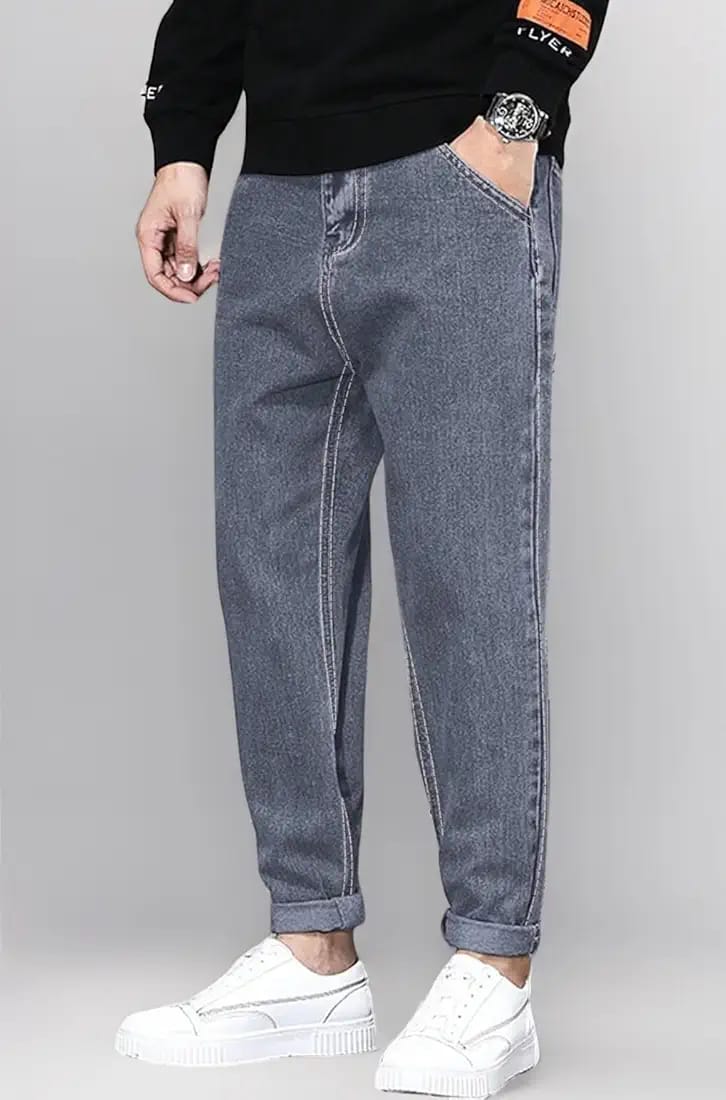 Men's Tapered Fit Mid Rise Casual Stretchable Denim Carrot Jeans