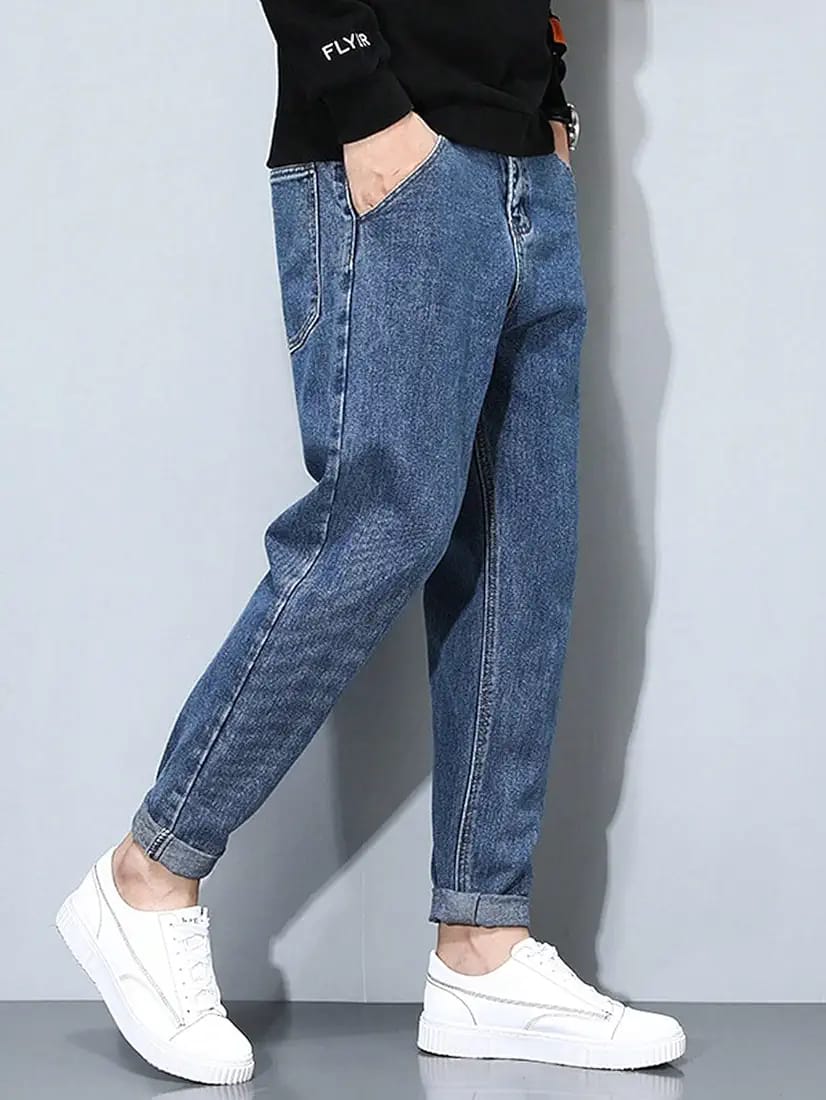 Jeans are traditionally made from denim,