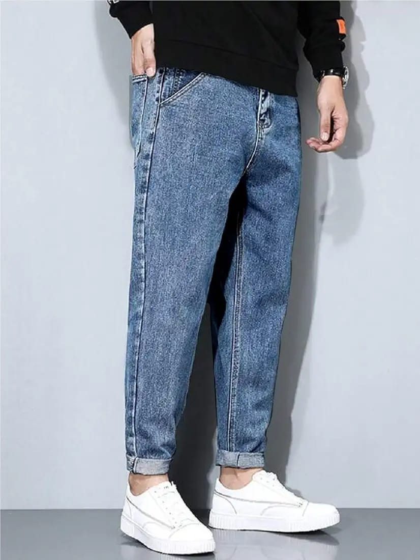 Men's Tapered Fit Mid Rise Casual Stretchable Denim Carrot Jeans_1