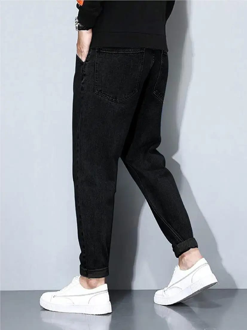 Men's Tapered Fit Mid Rise Casual Stretchable Denim Carrot Jeans_1